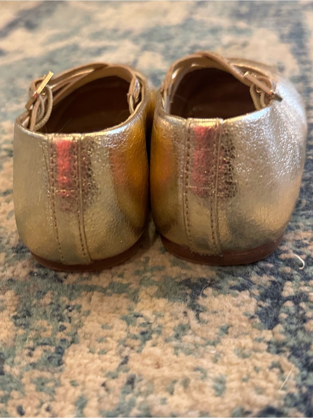 Zara Kids Gold Metallic Mary Jane Flats Size US 7 (EU 23) Toddler Ballet Shoes - Picture 2 of 7